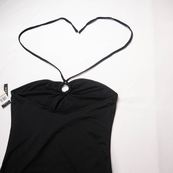 Jantzen Womens Size 12 Black Halter Marion Ring One Piece Swimsuit New With Tag - Picture 6 of 11